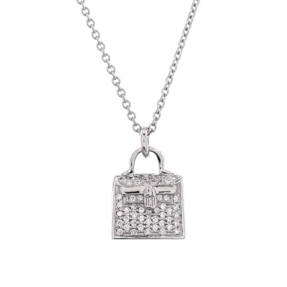 Hermes  Kelly Amulette Pendant Necklace 18K White Gold and Diamonds - Picture 1 of 3
